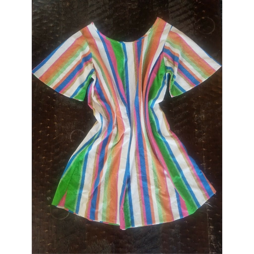VTG terry rainbow 🌈 stripe beach coverup